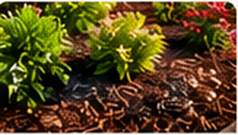 Fresh garden mulch around plants